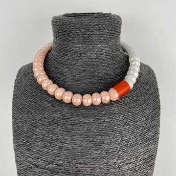 Christina Brampti Pale Coral Necklace With Aluminium And Ceramic Beads In Pink
