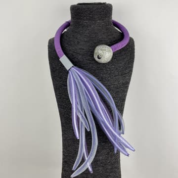 Christina Brampti Lilac Silk Cord Necklace With Net
