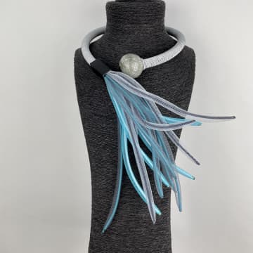 Necklaces Turquoise Silk Cord Necklace With Net In Blue