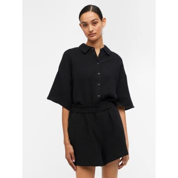 Object Carina Cotton Shirt In Black