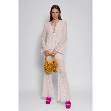 Sundress Crochet Sequins Off White Jane Trousers