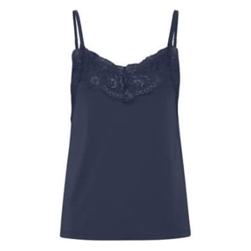 Ichi Navy Like Cami Top In Blue