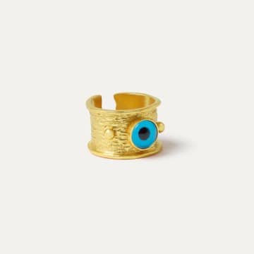 Ottoman Hands | Della Evil Eye Band Ring | Gold Plated