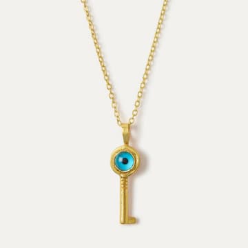 Ottoman Hands | Andrea Evil Eye Key Pendant Necklace | Gold Plated