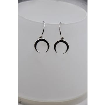 Bon Bon Fistral Silver Crescent Moon Earrings In Metallic