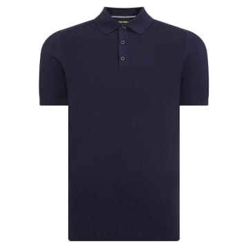 Remus Uomo Textured Knit Polo In Blue