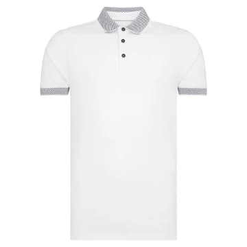 Remus Uomo Jacquard Collar Polo Shirt In White