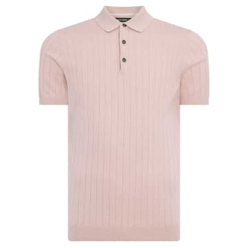 Remus Uomo Ribbed Knitted Polo In Pink