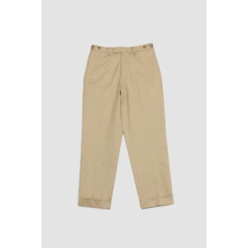 BEAMS COTTON TWILL IVY TROUSERS ANKLE CUT BEIGE