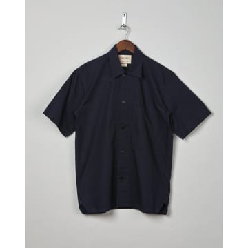Uskees Men's Lightweight Organic Buttoned Short Sleeve Shirt In Blue