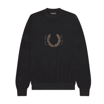 Fred Perry Laurel Circle Branding Crew Knit Black