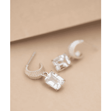 Zoe And Morgan Silver Aquamarine Blossom Earrings In Metallic