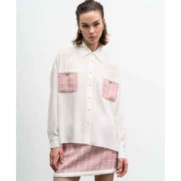 Access Fashion Alana Shirt With Tweed Pockets In White