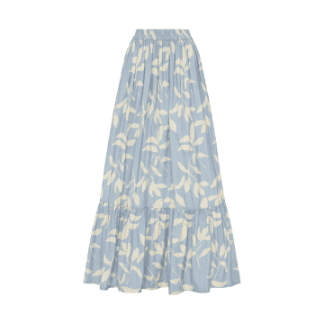 Palm Noosa Eves Leaves Blue Audrey Midi Skirt