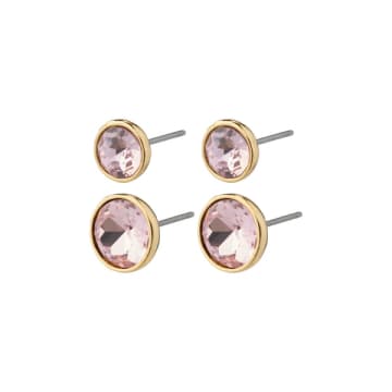 Pilgrim Callie Crystal Earrings In Pink