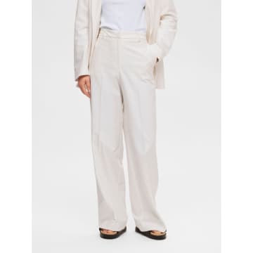 Selected Femme Wide Legged Trousers In Cream In Neutrals