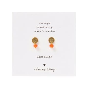 A Beautiful Story Mini Coin Carnelian Gold Earrings