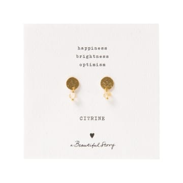 A Beautiful Story Mini Coin Citrine Gold Earrings