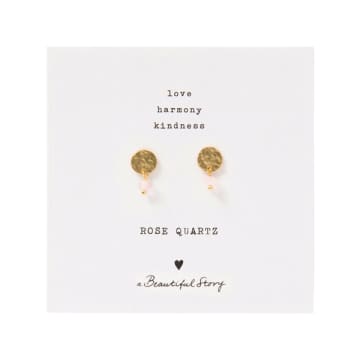 A Beautiful Story Mini Coin Rose Quartz Gold Earrings