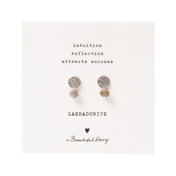 A Beautiful Story Mini Coin Labradorite Silver Earrings In Metallic