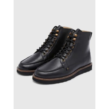 Farah Black Leather Pantego Boot
