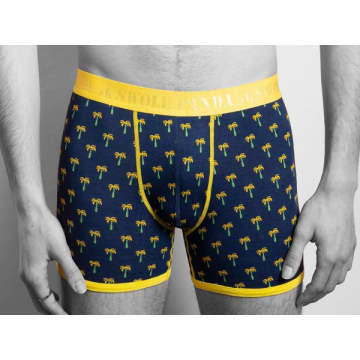 Swole Panda Palm Tree Yellow Band Boxers In Red