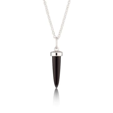 Scream Pretty Black Spike Necklace With Slider Clasp Silver In Metallic