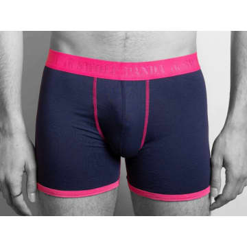 Swole Panda Navy Pink Band Bamboo Boxers In Blue