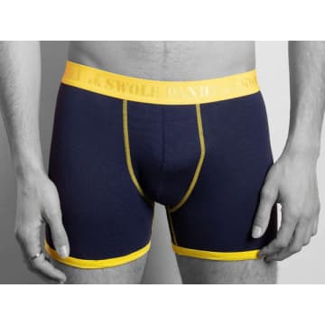 Swole Panda Navy Yellow Band Boxers In Blue