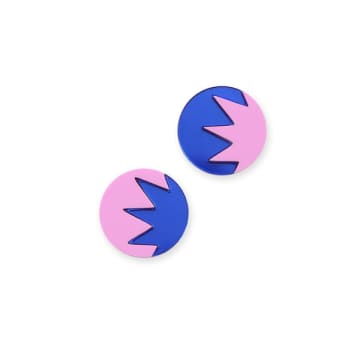 Kam Creates Pink And Blue Wavy Acrylic Disc Studs