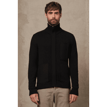 Shop Transit Black Knitted Wool Zip Up Jacket