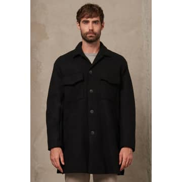 Transit Loose Fit Raw Cut Wool Coat Black