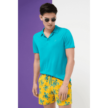 Vilebrequin Turtles Madrague Stretch Printed Regular Fit 7 Swim Trunks In Yellow