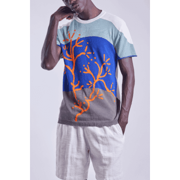 Daniele Fiesoli Green And Orange Coral Printed Detail T Shirt