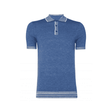 Remus Uomo Light Blue Marl Knit Polo Shirt