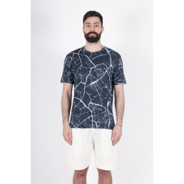 Daniele Fiesoli Blue Cracking Earth Printed Linen T Shirt