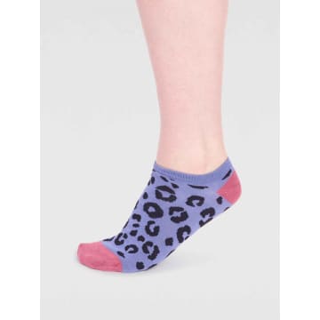Thought Periwinkle Blue Spw779 Reese Bamboo Leopard Trainer Socks