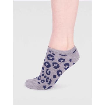 Thought Grey Marle Spw779 Reese Bamboo Leopard Trainer Socks
