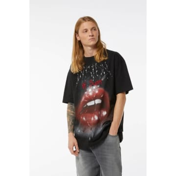 Vision Of Super Black Rock Mouth Printed T Shirt