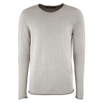 Hannes Roether Sand Cotton Knit Round Neck Long Sleeve T Shirt In Neutrals
