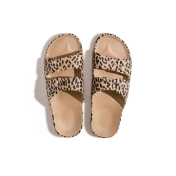 Freedom Moses Leo Sandal In Camel Print In Brown