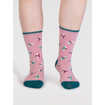 Thought Spw833 Cece Gots Organic Cotton Bug Socks In Petal Pink