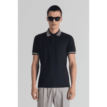 Antony Morato Black Patterned Collar Polo Shirt