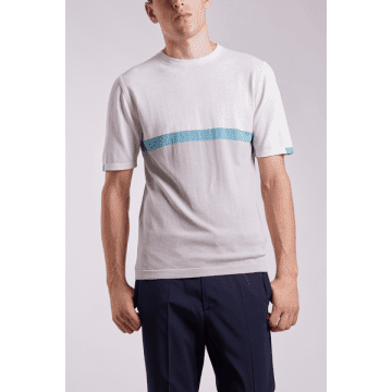 Daniele Fiesoli Beige And Blue Stripes T Shirt In Neturals