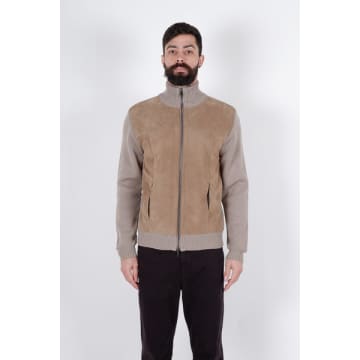 Daniele Fiesoli Taupe Zip Up Knitted Suede Bomber