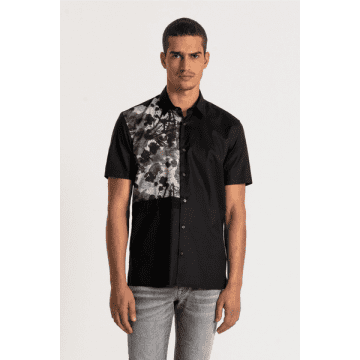 Antony Morato Black Front Patch Short Sleeve Shirt