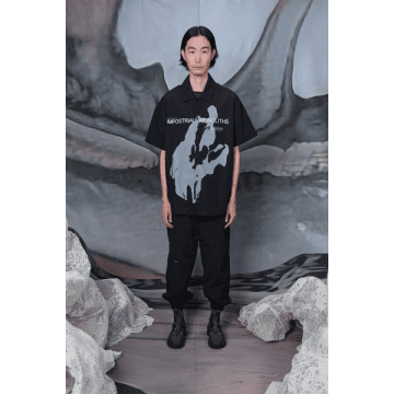 Iso Poetism By Tobias Birk Nielsen Black Pilla Short Sleeve Shirt With Serigraphy Print