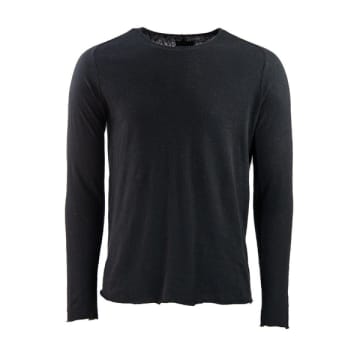 Hannes Roether Black Linen Cotton Mix Long Sleeve T Shirt