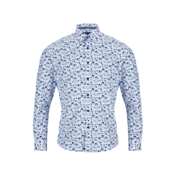 Remus Uomo Parker Blue Flower Design Long Sleeve Shirt