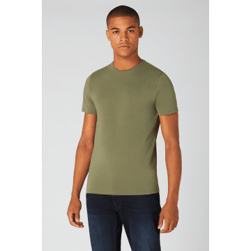 Remus Uomo Olive Basic Round Neck T Shirt In Green